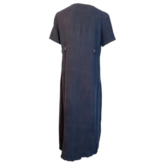 VTG Carole Little Linen Floral Embroidered Maxi Dress Short Sleeve 10 Petite - Picture 9 of 11